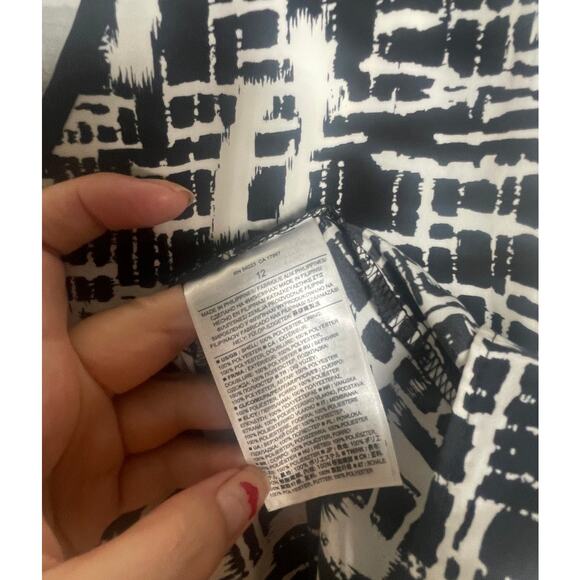 NEW! Banana Republic 12 Graphic Print Maxi Dress Sleevele Cutout Black White - Picture 8 of 8